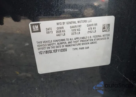 2014 Chevrolet Malibu 1Ls from USA, damaged, VIN 1G11B5SL1EF110359